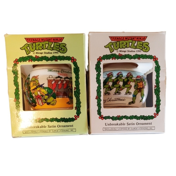 2 Vintage Teenage Mutant Ninja Turtles Ornaments